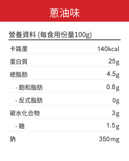 蔥油味即食雞胸【125g】蔥油另上